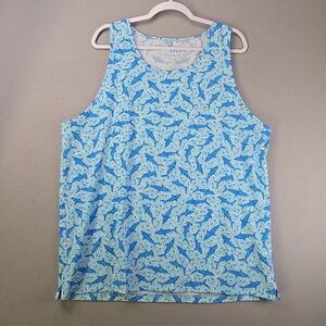 Chubbies Blue 'The More Teeth' Shark Print Tank Top Womens Size 2XL
